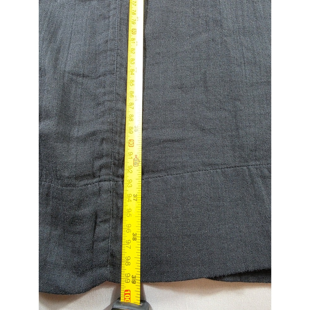 Eileen Fisher Shirt Dress Women Small Black Organic Gauze Cotton Roll Tab Pocket - Picture 5 of 6